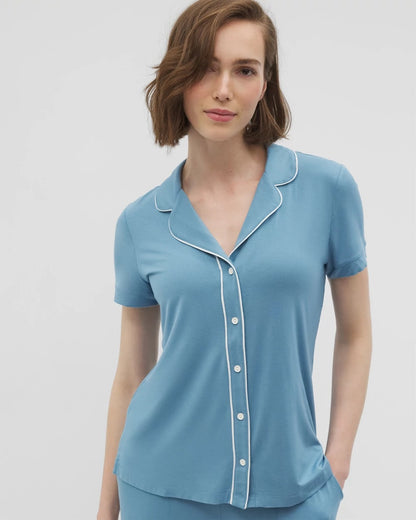 Soma Solid Short Sleeve Notch Collar Pajama Top