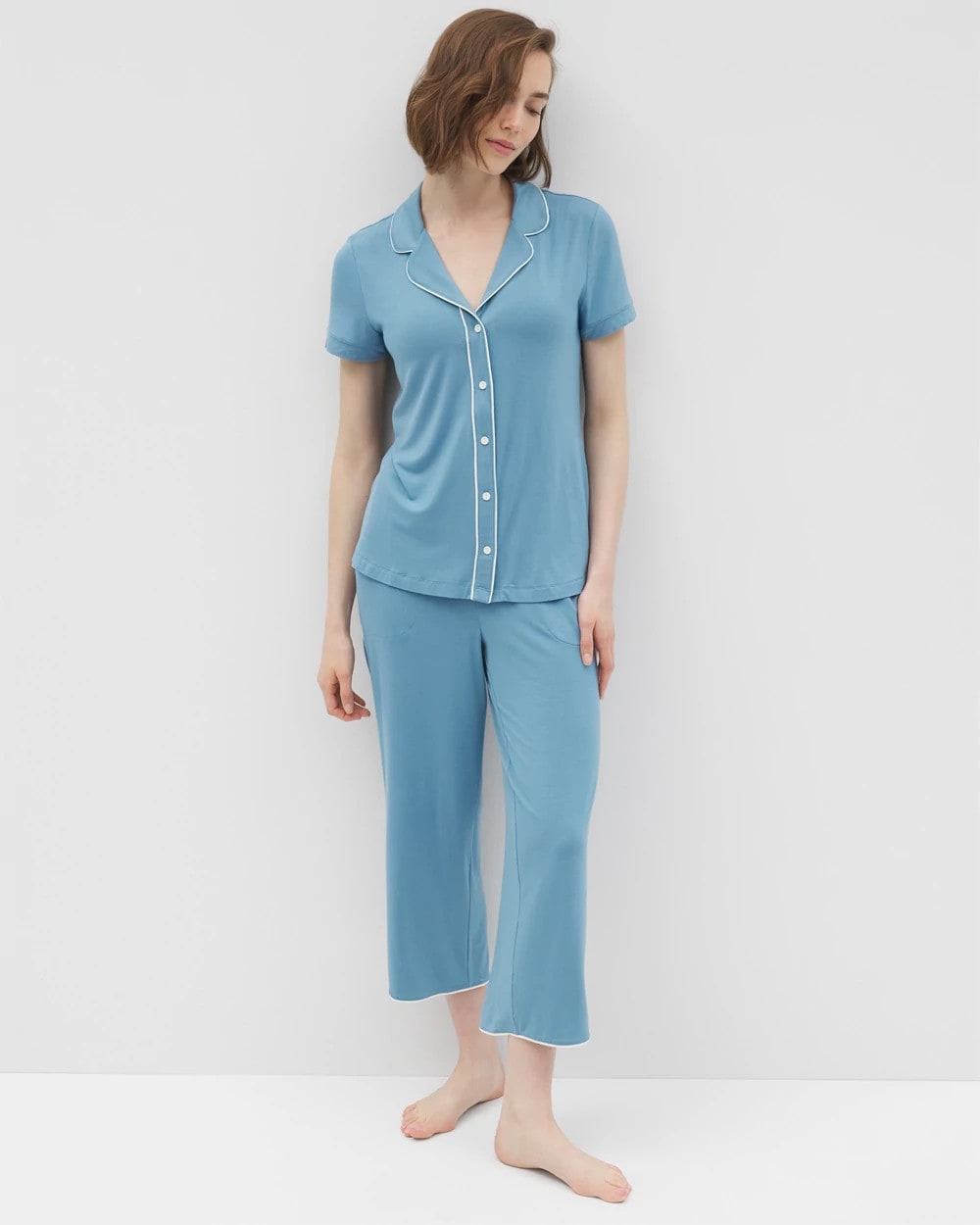 Soma Solid Short Sleeve Notch Collar Pajama Top