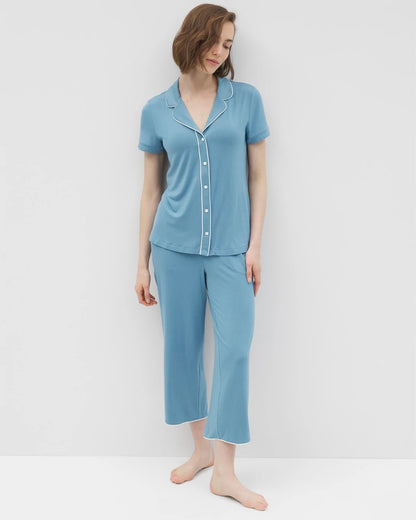 Soma Solid Short Sleeve Notch Collar Pajama Top