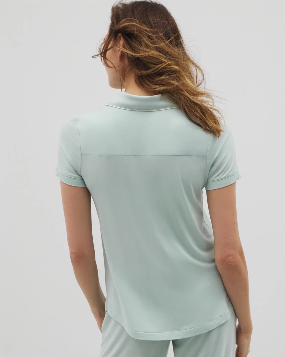 Soma Solid Short Sleeve Notch Collar Pajama Top