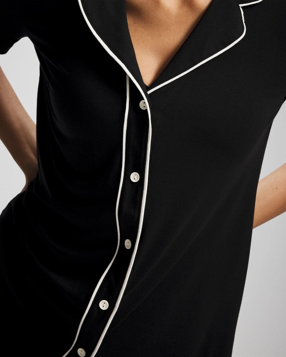Soma Solid Short Sleeve Notch Collar Pajama Top
