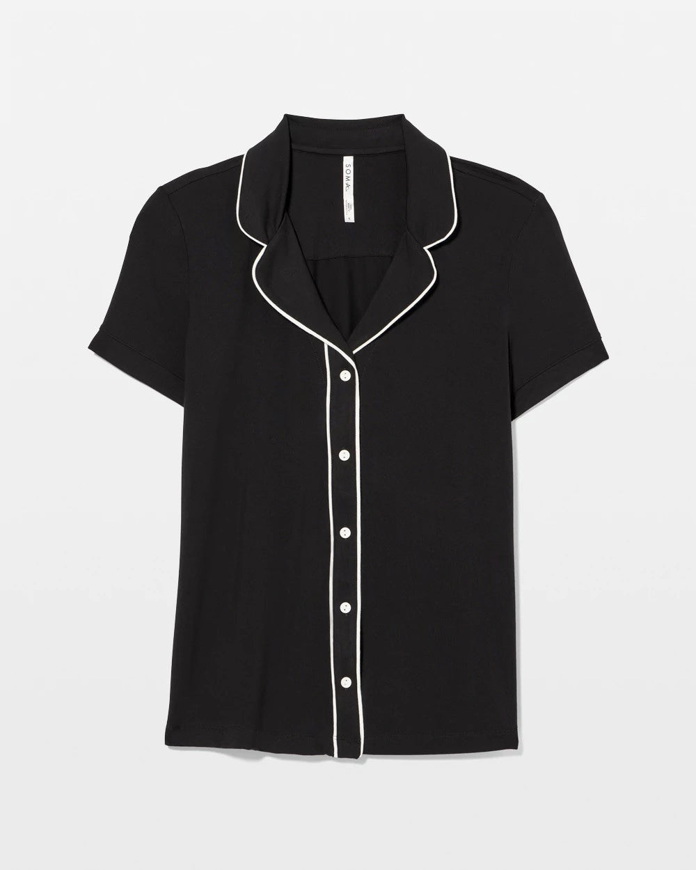 Soma Solid Short Sleeve Notch Collar Pajama Top