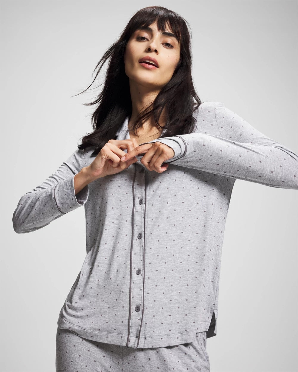 Soma Long-Sleeve Printed Notch Collar Pajama Top