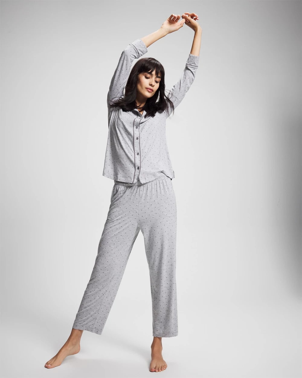 Soma Long-Sleeve Printed Notch Collar Pajama Top