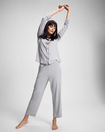 Soma Long-Sleeve Printed Notch Collar Pajama Top