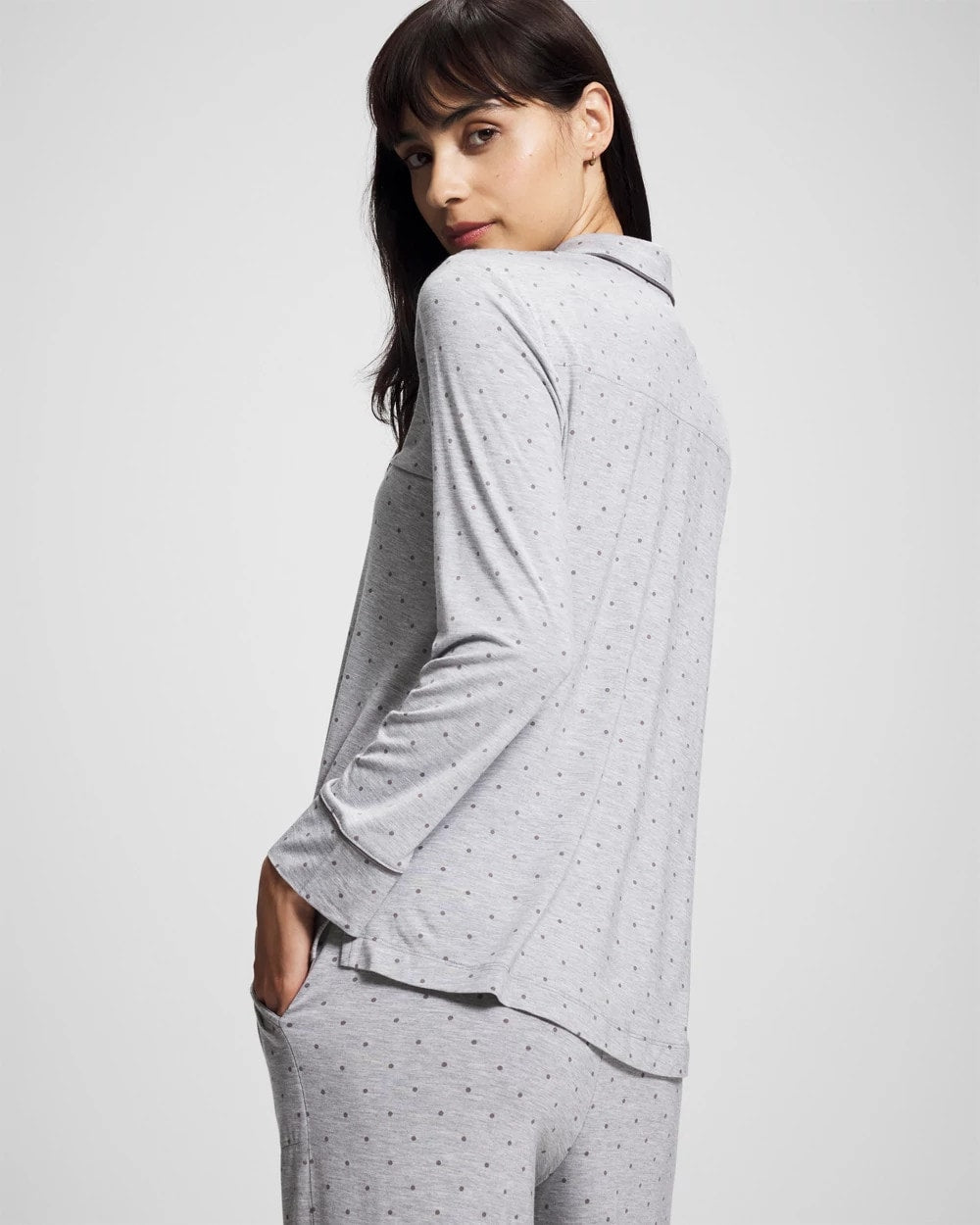 Soma Long-Sleeve Printed Notch Collar Pajama Top