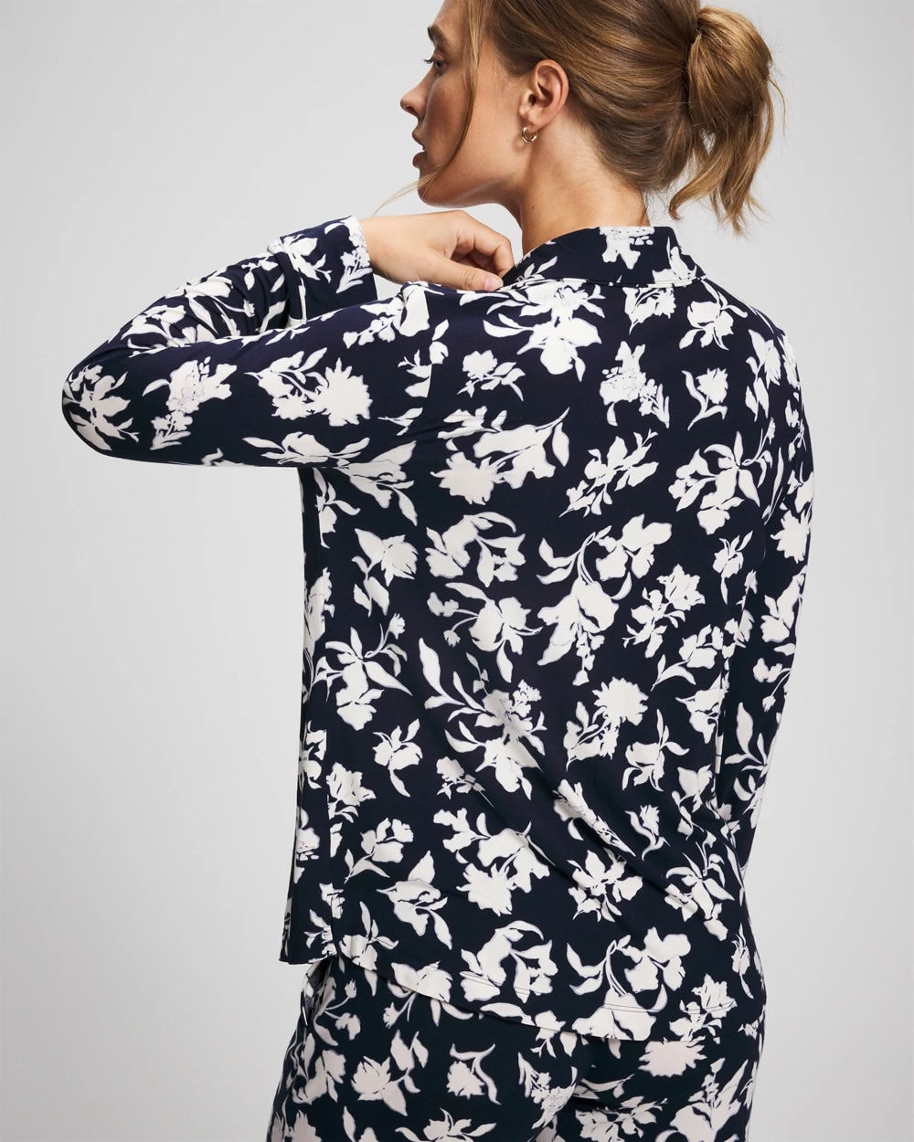 Soma Long-Sleeve Printed Notch Collar Pajama Top