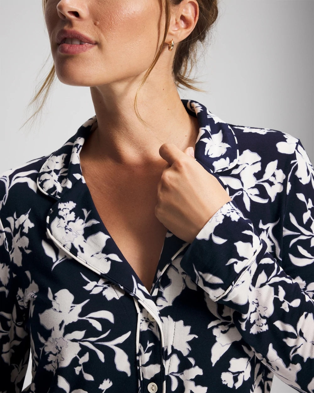Soma Long-Sleeve Printed Notch Collar Pajama Top