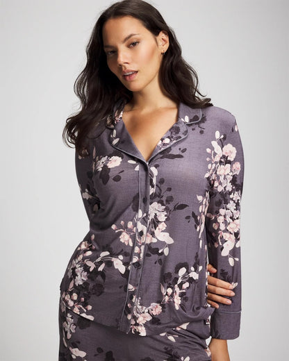 Soma Long-Sleeve Printed Notch Collar Pajama Top