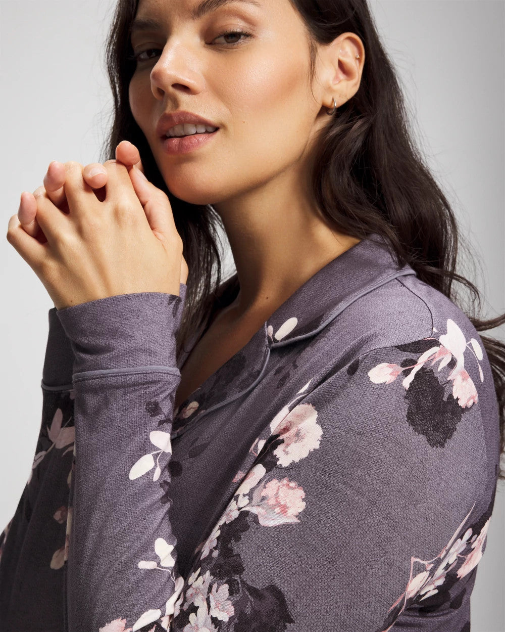 Soma Long-Sleeve Printed Notch Collar Pajama Top