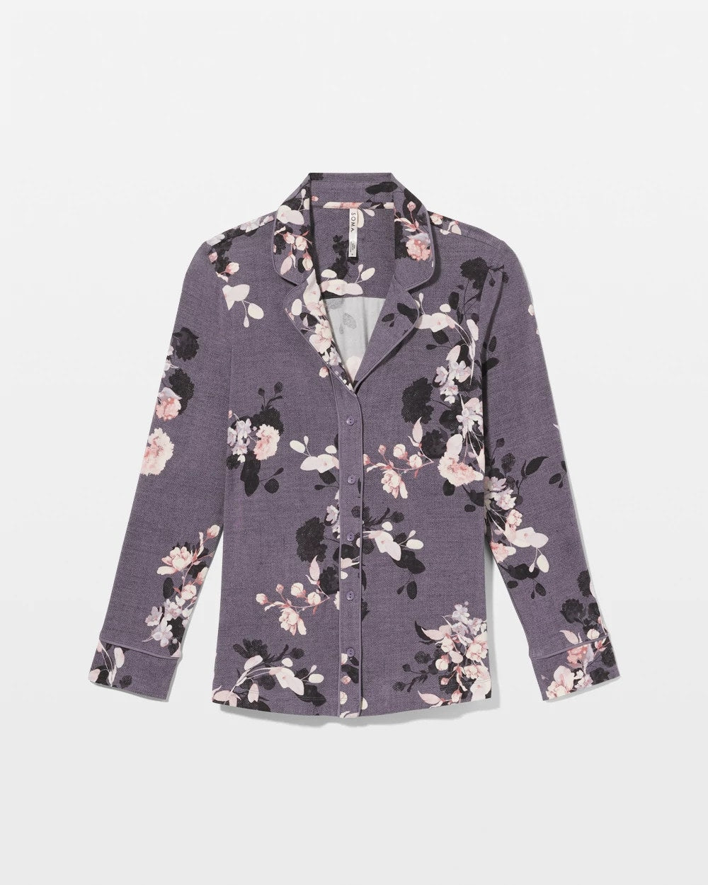 Soma Long-Sleeve Printed Notch Collar Pajama Top