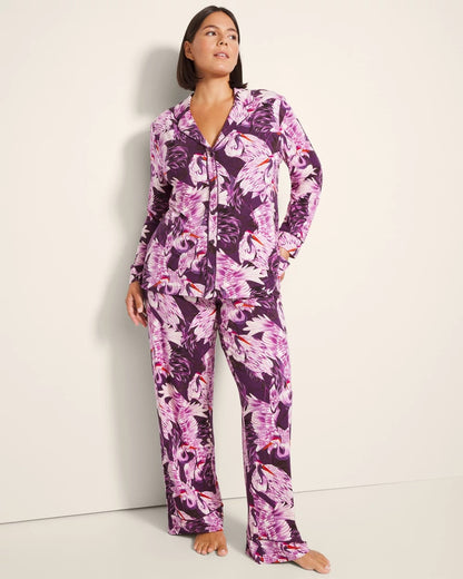 Soma Long-Sleeve Printed Notch Collar Pajama Top