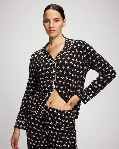 Soma Long-Sleeve Printed Notch Collar Pajama Top