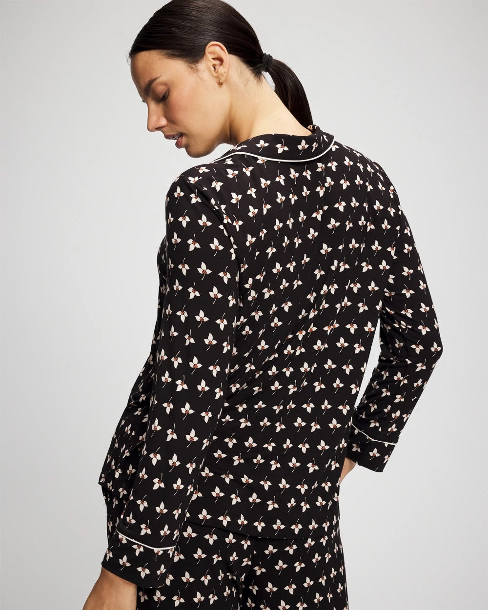 Soma Long-Sleeve Printed Notch Collar Pajama Top
