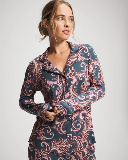 Soma Long-Sleeve Printed Notch Collar Pajama Top