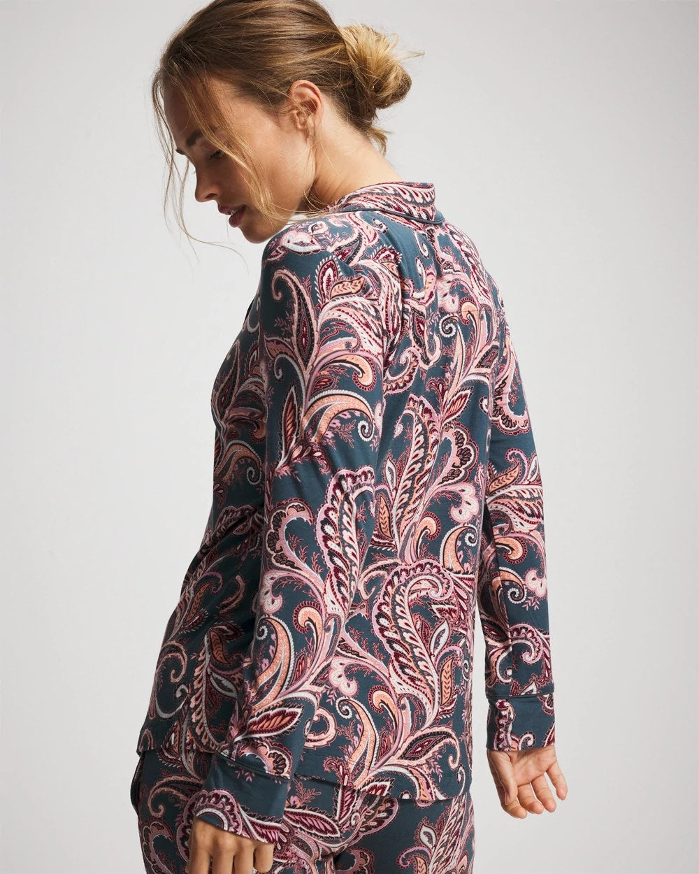 Soma Long-Sleeve Printed Notch Collar Pajama Top