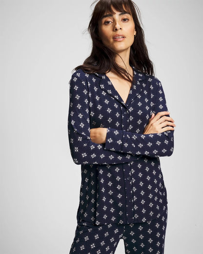 Soma Long-Sleeve Printed Notch Collar Pajama Top