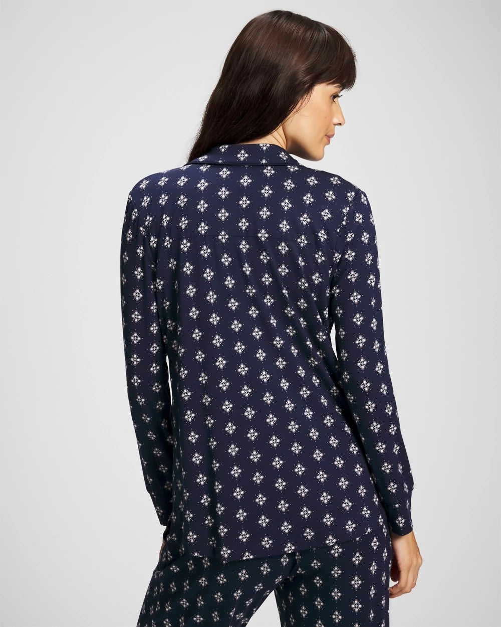 Soma Long-Sleeve Printed Notch Collar Pajama Top