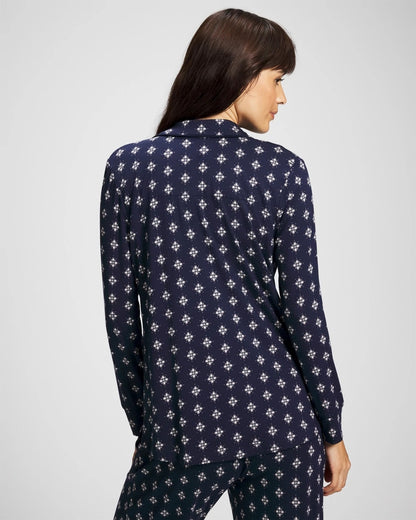 Soma Long-Sleeve Printed Notch Collar Pajama Top