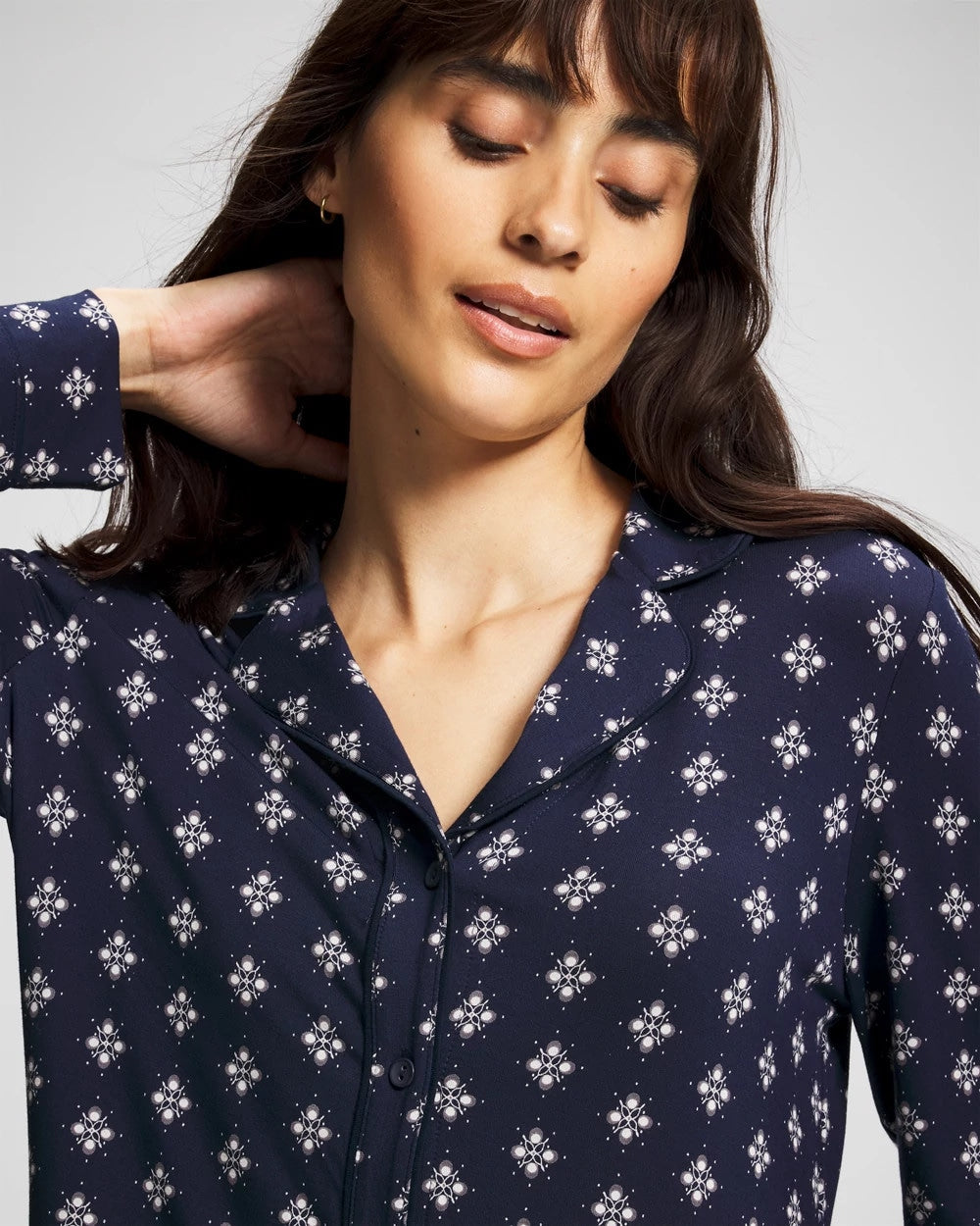 Soma Long-Sleeve Printed Notch Collar Pajama Top