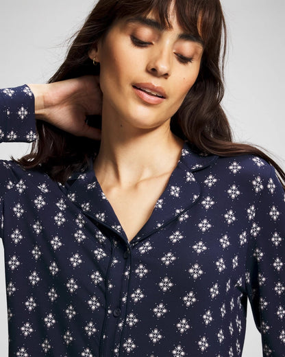 Soma Long-Sleeve Printed Notch Collar Pajama Top