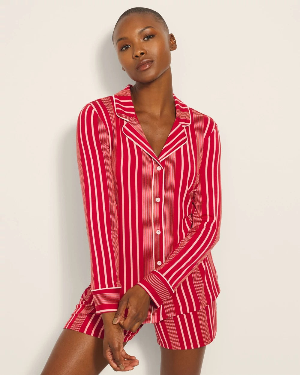 Soma Long-Sleeve Printed Notch Collar Pajama Top