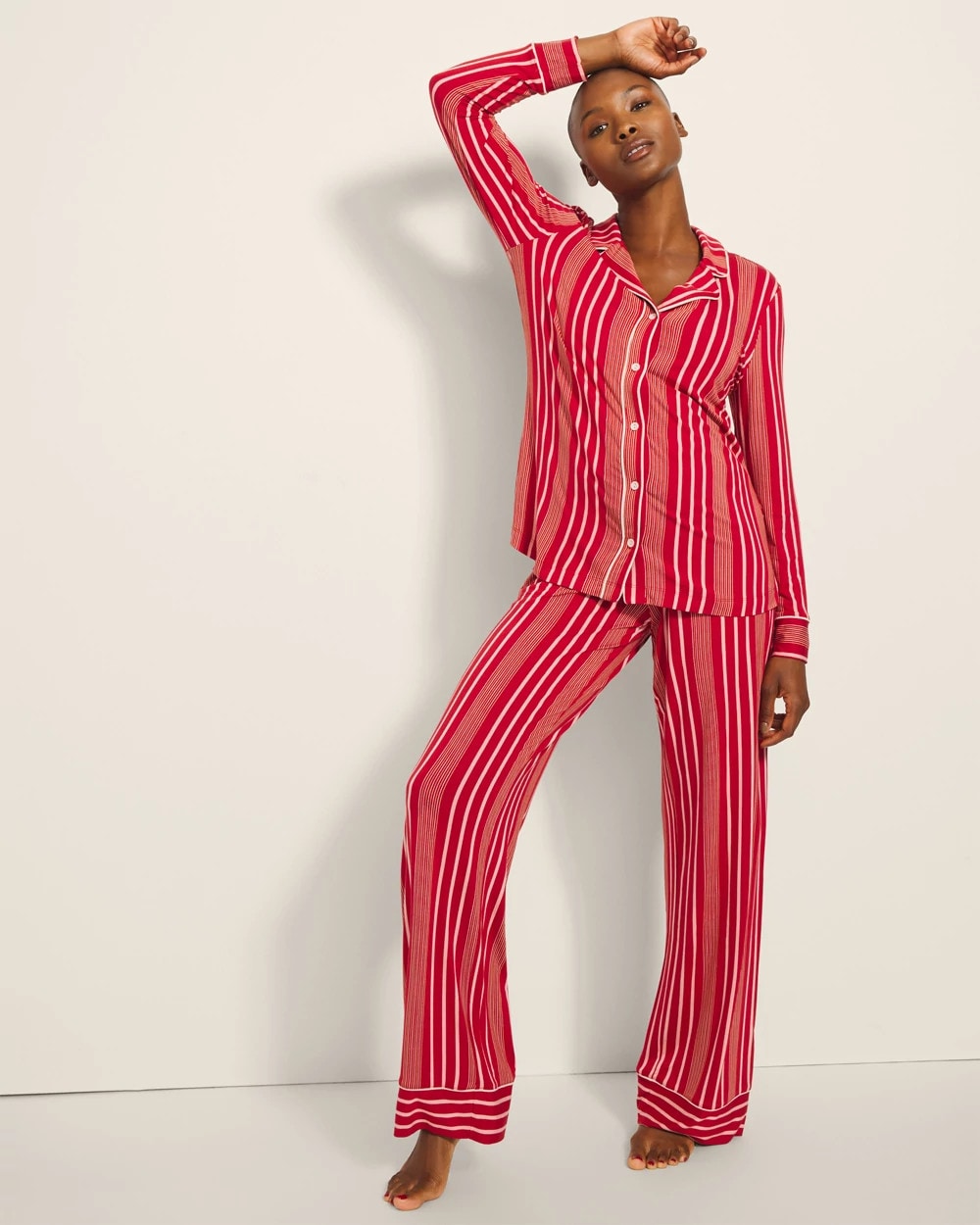 Soma Long-Sleeve Printed Notch Collar Pajama Top