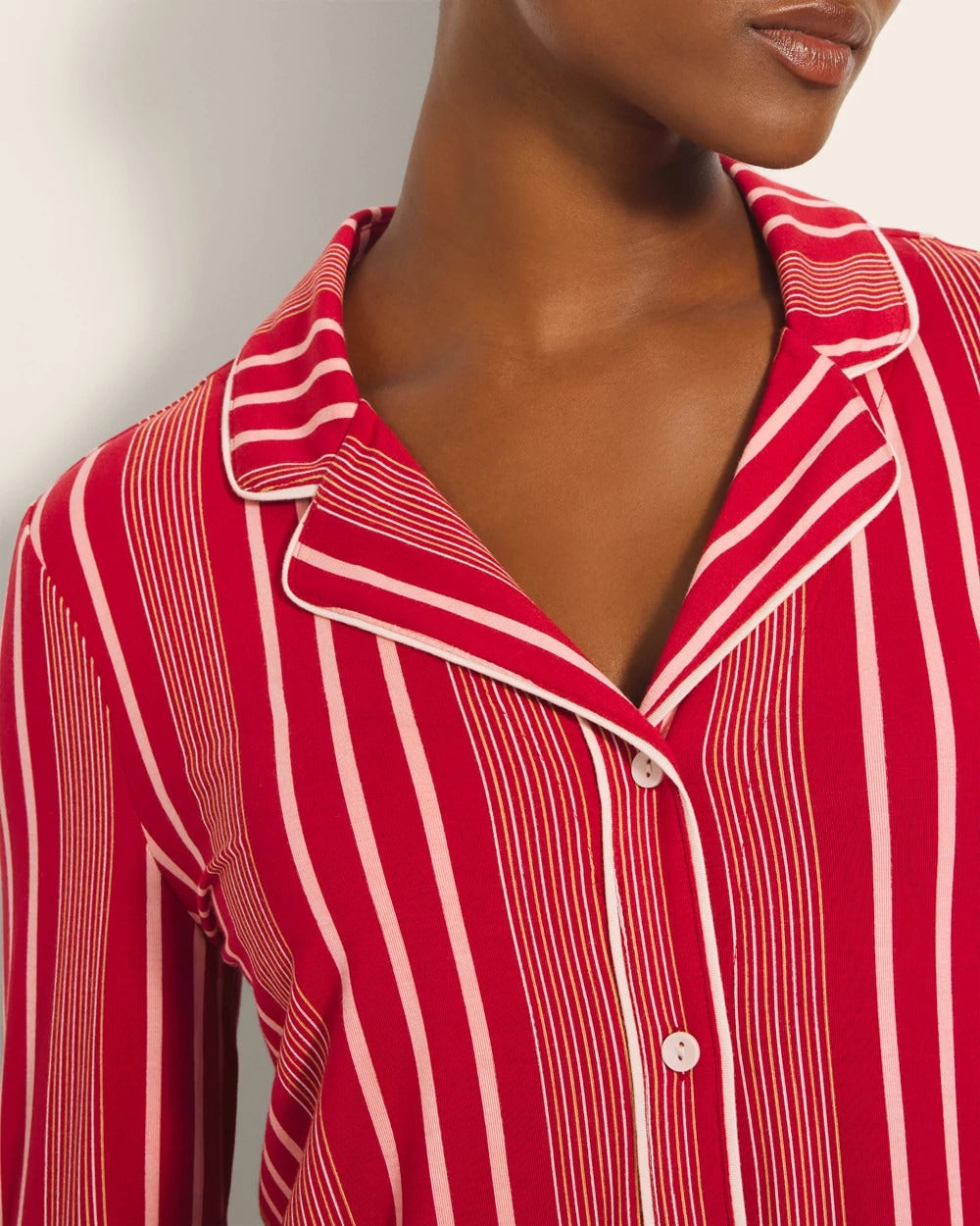 Soma Long-Sleeve Printed Notch Collar Pajama Top