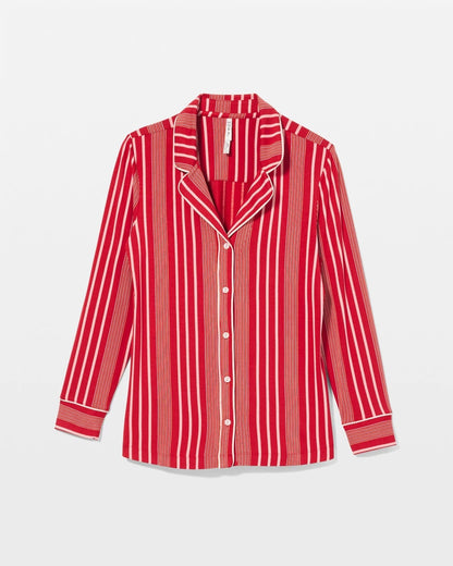 Soma Long-Sleeve Printed Notch Collar Pajama Top