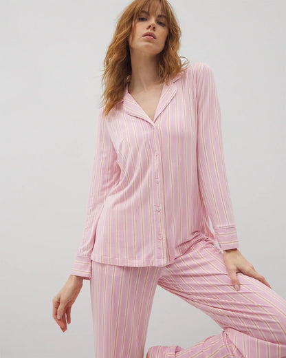 Soma Long-Sleeve Printed Notch Collar Pajama Top