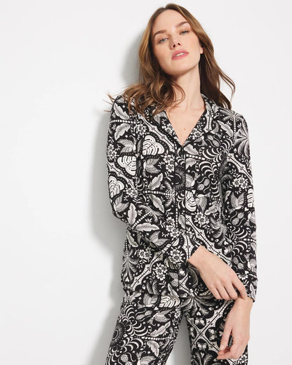 Soma Long-Sleeve Printed Notch Collar Pajama Top