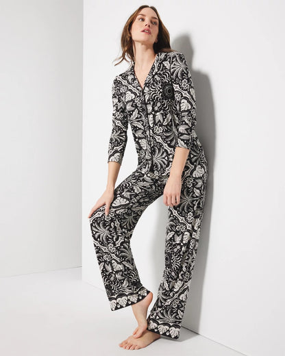 Soma Long-Sleeve Printed Notch Collar Pajama Top