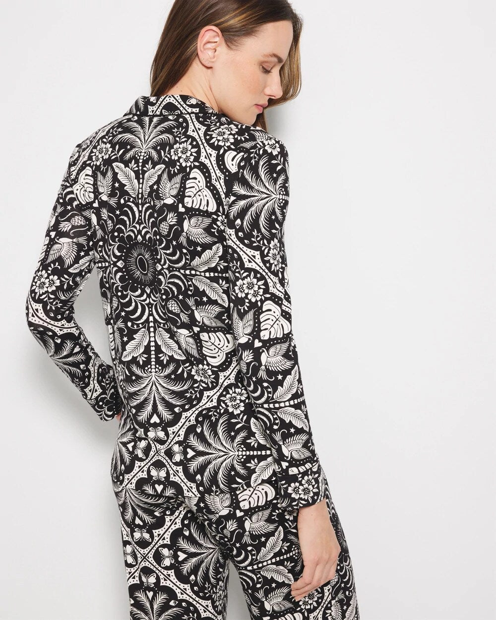 Soma Long-Sleeve Printed Notch Collar Pajama Top
