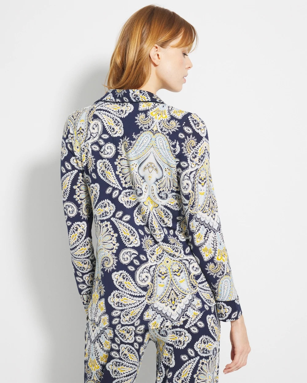 Soma Long-Sleeve Printed Notch Collar Pajama Top