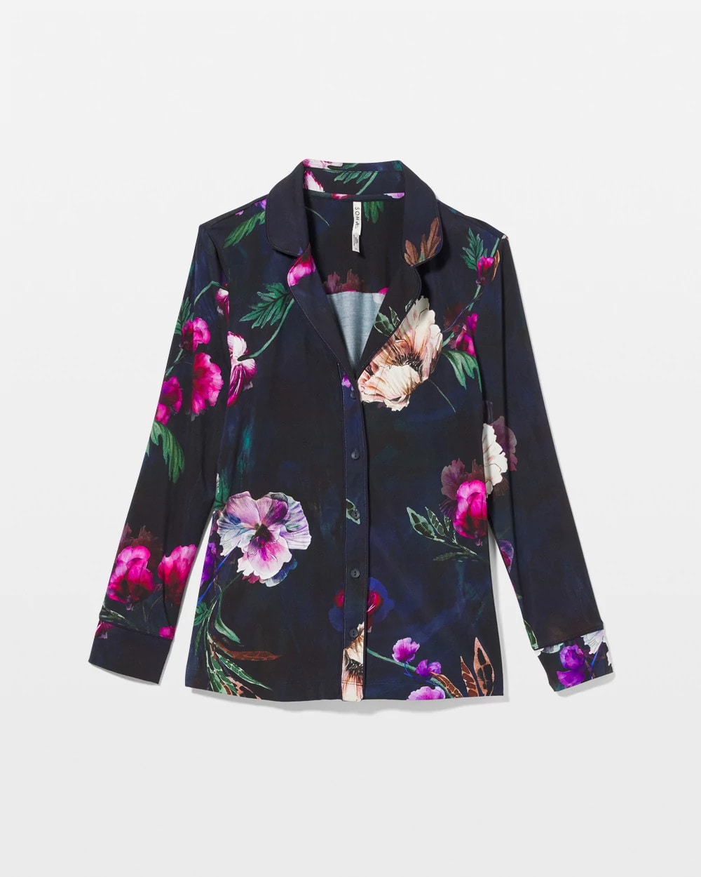 Soma Long-Sleeve Printed Notch Collar Pajama Top