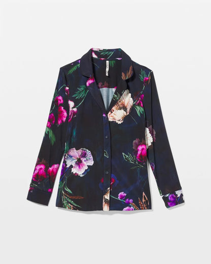 Soma Long-Sleeve Printed Notch Collar Pajama Top