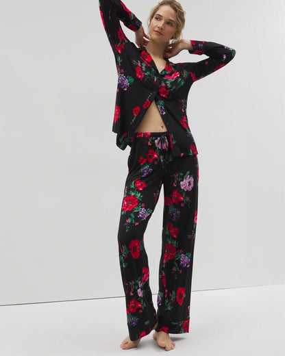Soma Long-Sleeve Printed Notch Collar Pajama Top