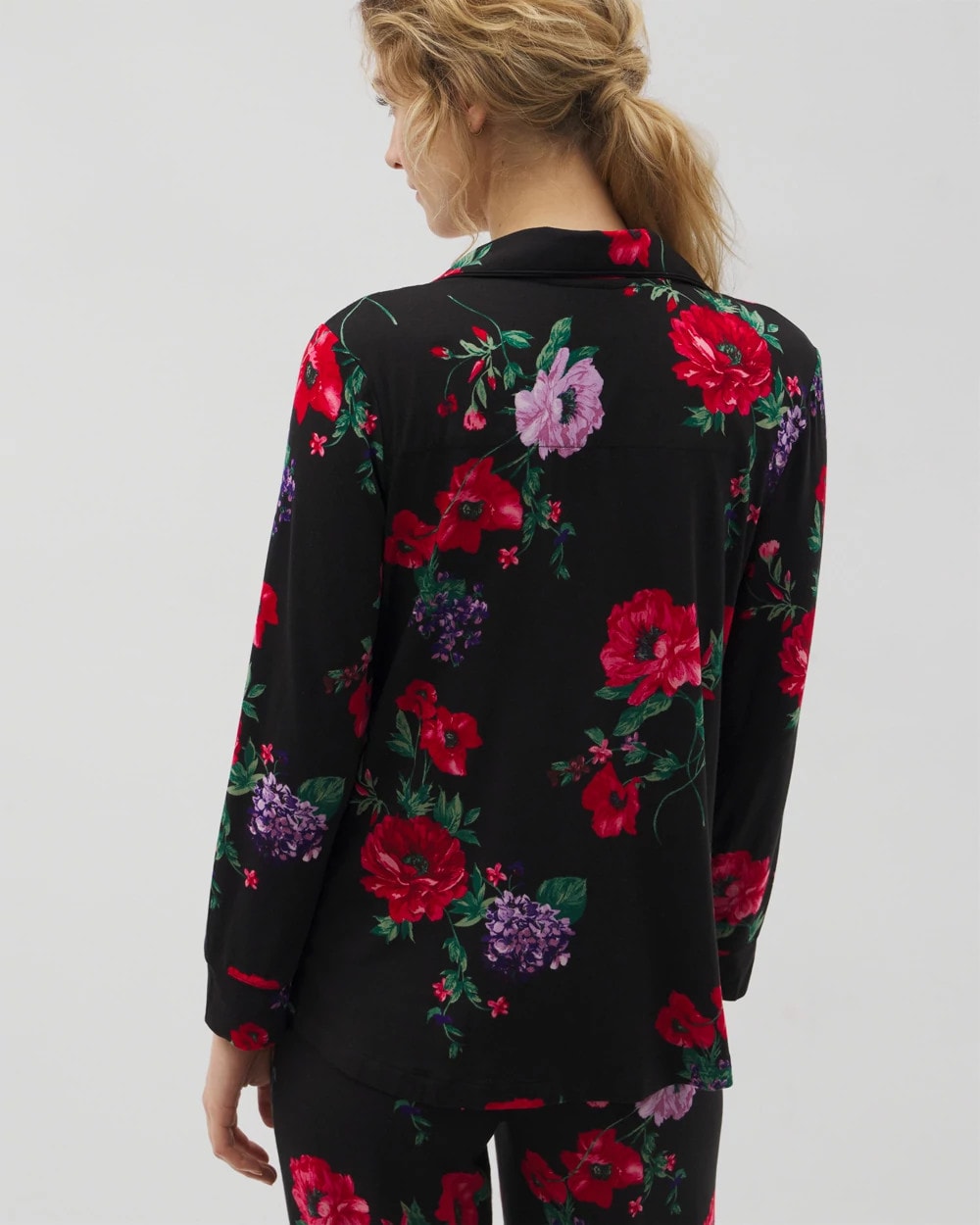 Soma Long-Sleeve Printed Notch Collar Pajama Top