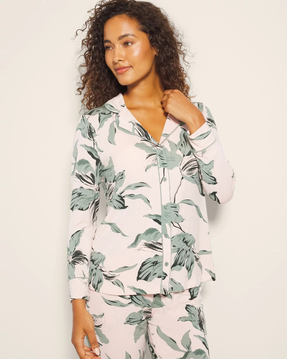 Soma Long-Sleeve Printed Notch Collar Pajama Top