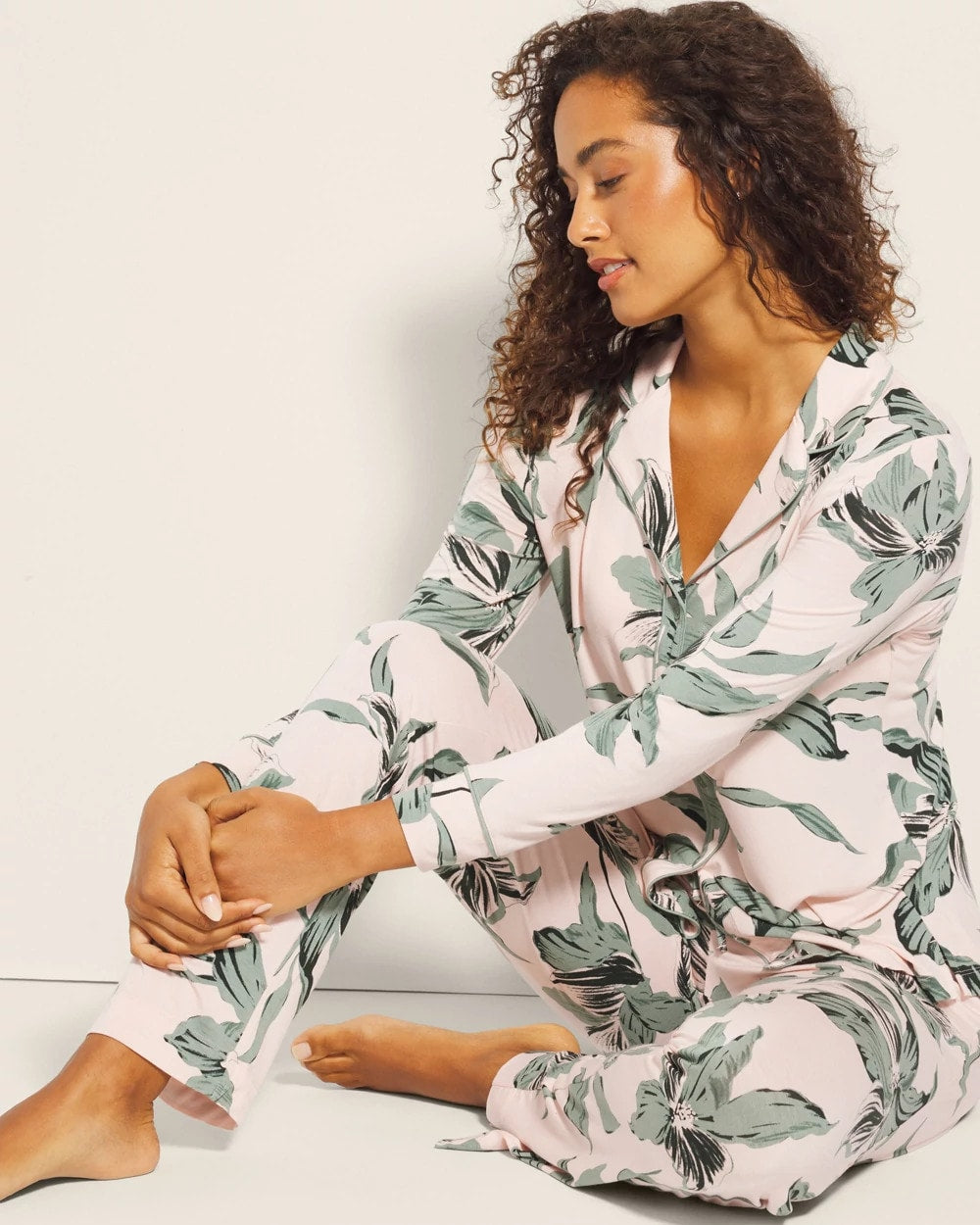 Soma Long-Sleeve Printed Notch Collar Pajama Top