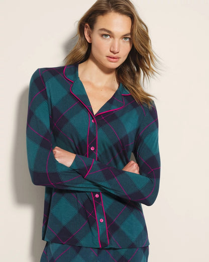 Soma Long-Sleeve Printed Notch Collar Pajama Top
