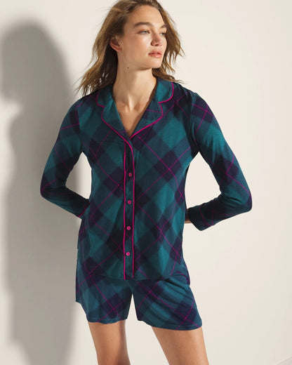 Soma Long-Sleeve Printed Notch Collar Pajama Top