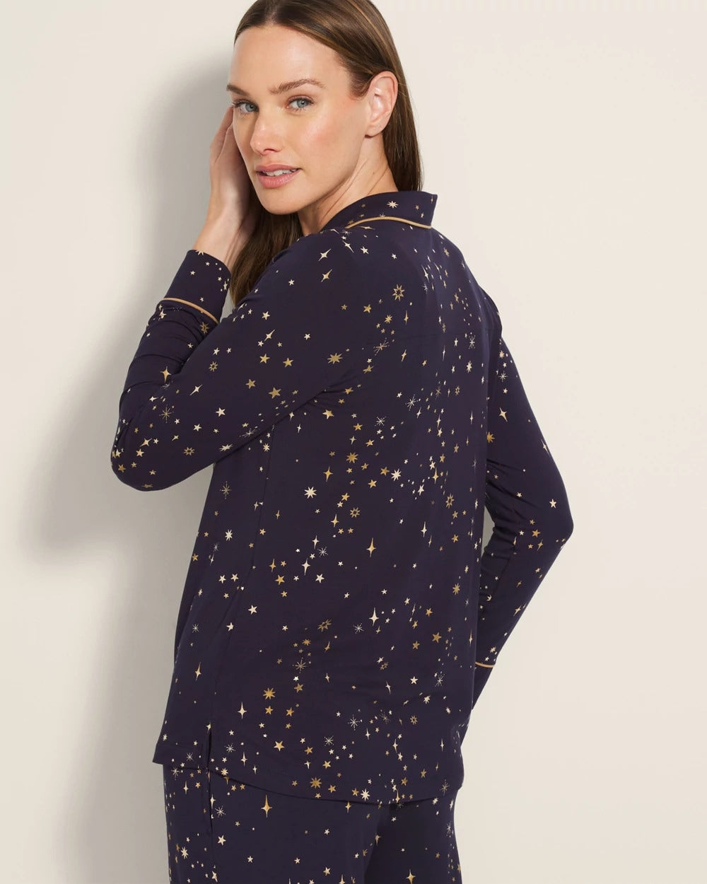 Soma Long-Sleeve Printed Notch Collar Pajama Top