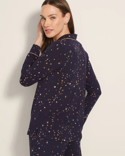 Soma Long-Sleeve Printed Notch Collar Pajama Top
