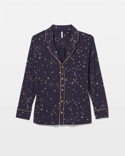 Soma Long-Sleeve Printed Notch Collar Pajama Top