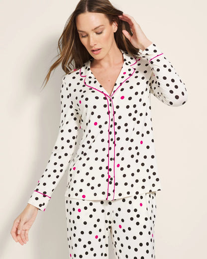 Soma Long-Sleeve Printed Notch Collar Pajama Top