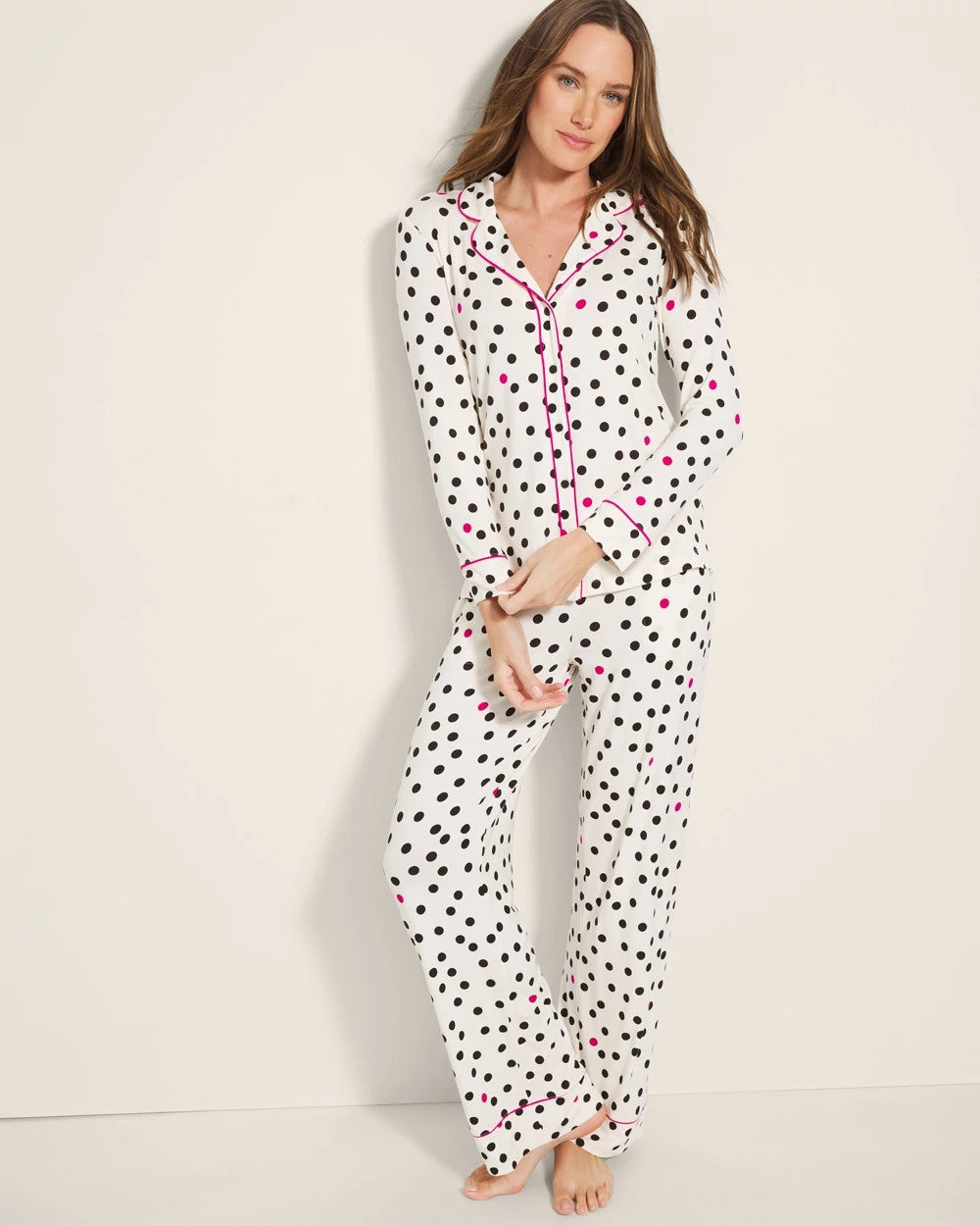Soma Long-Sleeve Printed Notch Collar Pajama Top