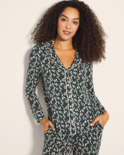 Soma Long-Sleeve Printed Notch Collar Pajama Top