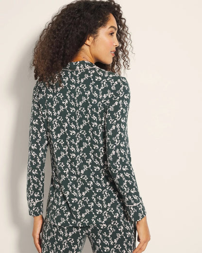 Soma Long-Sleeve Printed Notch Collar Pajama Top