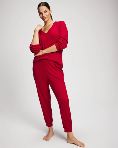 Soma Cozy Waffle Long Sleeve V-Neck Pajama Top